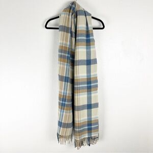 MARK & GRAHAM Multicolored Italian Plaid Fringe Trim Blanket Scarf, 32 x 80